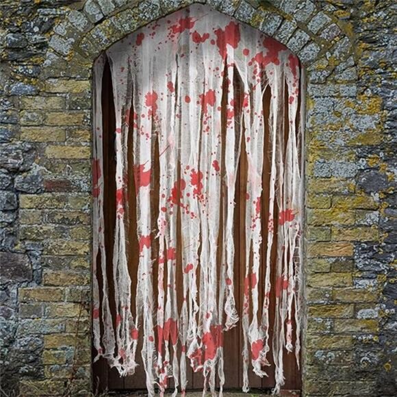 4 PCS Halloween Doorway Curtain-65x39 Inch Decor Door Curtain with Bloody Prints - Picture 8 of 8